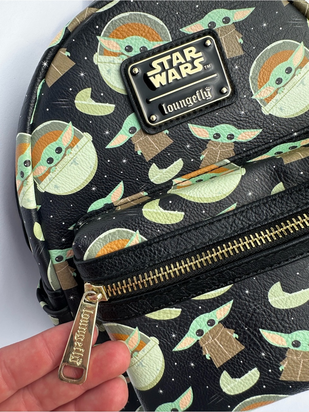 Loungefly Black Grogu Pattern Mini Backpack - Picture 8 of 10